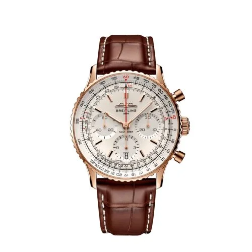 Breitling - RB0139211G1P1 Navitimer B01 Chronograph 41 Red Gold / Silver / Alligator - Folding