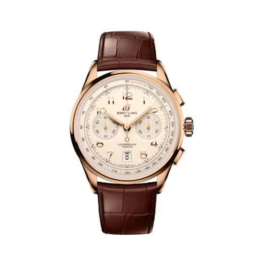 Breitling - RB0145371G1P2 Premier B01 Chronograph 42 Red Gold / Cream / Alligator - Matte