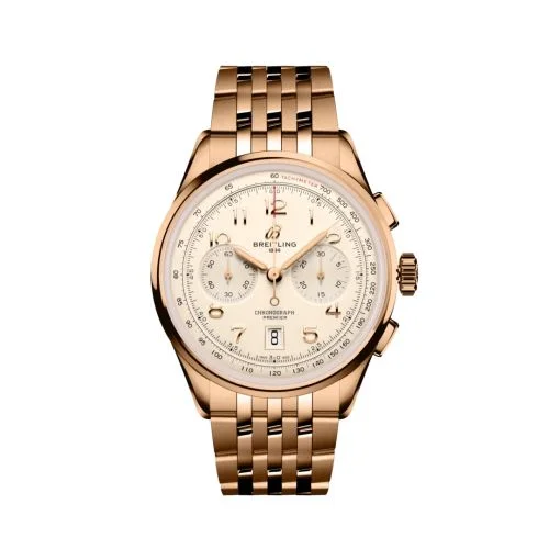 Breitling - RB0145371G1R1 Premier B01 Chronograph 42 Red Gold / Cream / Bracelet