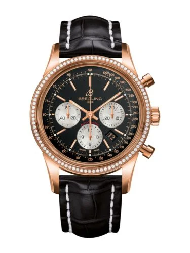 Breitling - RB015253.BF15.743P Transocean Chronograph Red Gold / Diamond / Reverse Panda / Croco