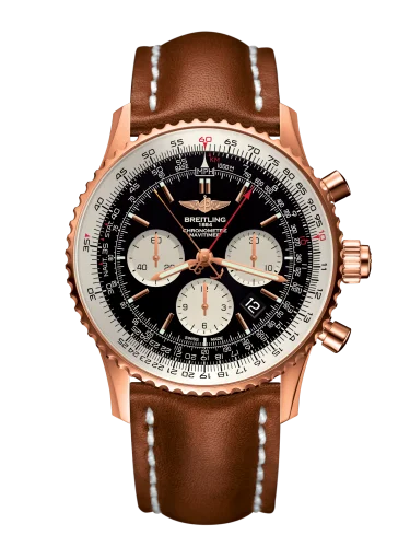 Breitling - RB031121/BG11/440X/R20D.1 Navitimer Rattrapante Red Gold / Black / Calf / Folding