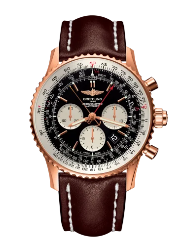 Breitling - RB031121/BG11/443X/R20BA.1 Navitimer Rattrapante Red Gold / Black / Calf / Pin