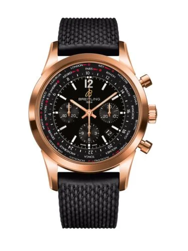 Breitling - RB0510U5.BC39.256S Transocean Chronograph Unitime Pilot Red Gold / Black / Rubber