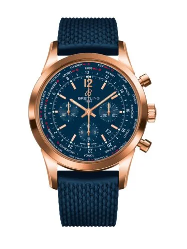 Breitling - RB0510V1.C880.276S Transocean Chronograph Unitime Pilot Red Gold / Blue / Rubber