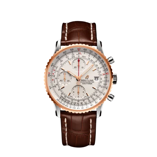 Breitling - U13324211G1P2 Navitimer 1 Chronograph 41 Stainless Steel / Red Gold / Silver / Croco / Folding