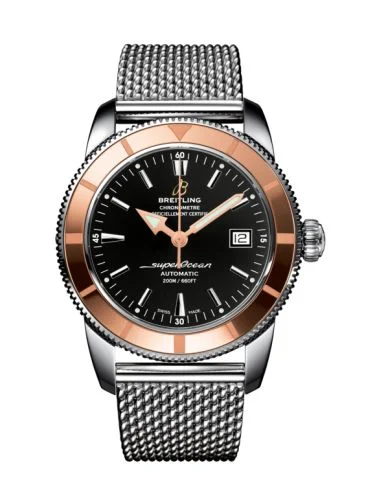 Breitling - U1732112.BA61.154A Superocean Heritage 42 Stainless Steel / Red Gold / Volcano Black / Milanese