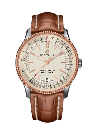 Breitling - U17325211G1P1 Navitimer 1 38 Automatic Stainless Steel / Red Gold / Silver / Croco / Pin
