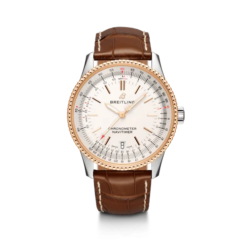 Breitling - U17325211G1P2 Navitimer 1 38 Automatic Stainless Steel / Red Gold / Silver / Croco / Folding