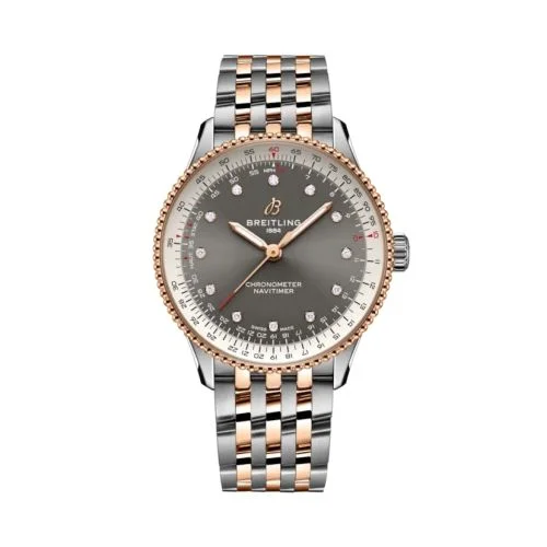 Breitling - U173271A1B1U1 Navitimer Automatic 36 Stainless Steel - Red Gold / Grey / Bracelet