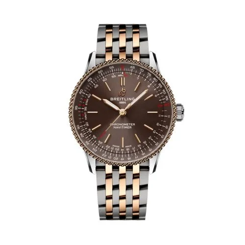 Breitling - U173273A1Q1U1 Navitimer Automatic 36 Stainless Steel - Red Gold / Brown / Bracelet