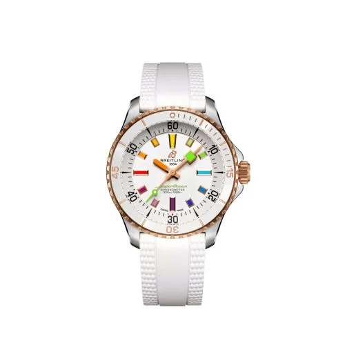 Breitling - U17377211A1S1 SuperOcean Automatic 36 Stainless Steel - Red Gold / White - Rainbow