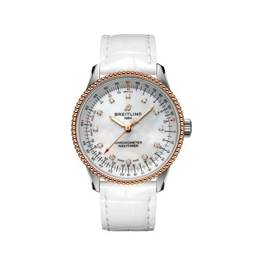 Breitling - U17395211A1P4 Navitimer 1 35 Automatic Stainless Steel / Red Gold / MOP / Croco / Folding