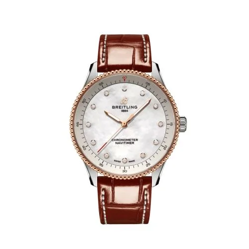 Breitling - U77320E61A1P1 Navitimer Quartz 32 Stainless Steel - Red Gold / MOP / Croco / Pin