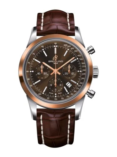 Breitling - UB015212.Q594.739P Transocean Chronograph Stainless Steel Red Gold / Brown / Croco