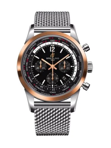 Breitling - UB0510U4.BC26.152A Transocean Chronograph Unitime Pilot Stainless Steel / Red Gold / Black / Milanese