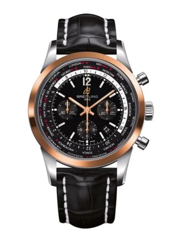 Breitling - UB0510U4/BC26/760P Transocean Chronograph Unitime Pilot Stainless Steel / Red Gold / Black / Croco