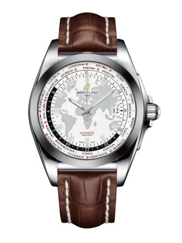Breitling - WB3510U0.A777.739P Galactic Unitime Stainless Steel / SleekT / Antarctica White / Croco