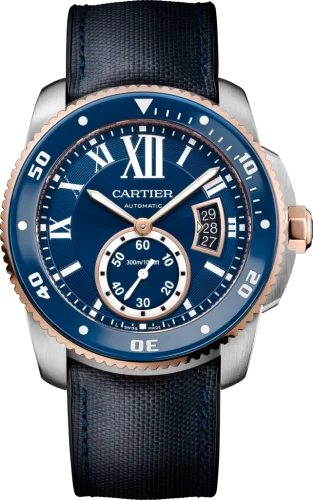 Cartier - W2CA0008 Calibre de Cartier Diver Stainless Steel / Pink Gold / Blue / Rubber