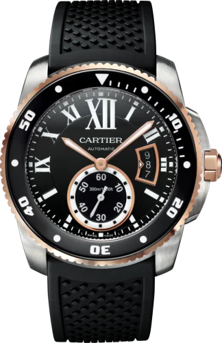 Cartier - W7100055 Calibre de Cartier Diver Stainless Steel / Pink Gold / Black / Rubber