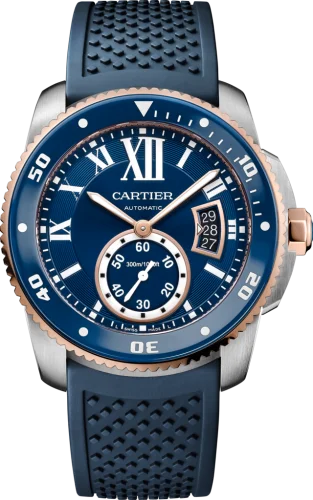 Cartier - W2CA0009 Calibre de Cartier Diver Stainless Steel / Pink Gold / Blue / Rubber