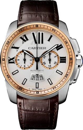 Cartier - W7100043 Calibre de Cartier Chronograph Stainless Steel / Pink Gold / Silver