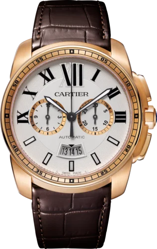 Cartier - W7100044 Calibre de Cartier Chronograph Stainless Pink Gold / Silver