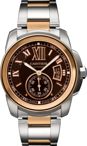 Cartier - W7100050 Calibre de Cartier 42 Stainless Steel / Pink Gold / Chocolate / Bracelet