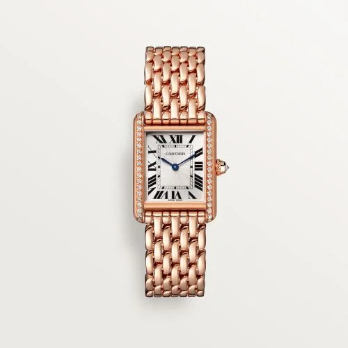 Cartier - WJTA0020 Tank Louis Cartier Small Manual Rose Gold - Diamond / Silver / Bracelet