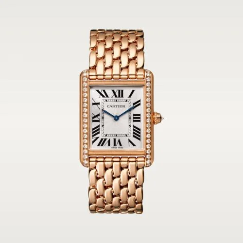 Cartier - WJTA0021 Tank Louis Cartier Large Manual Rose Gold - Diamond / Silver / Bracelet