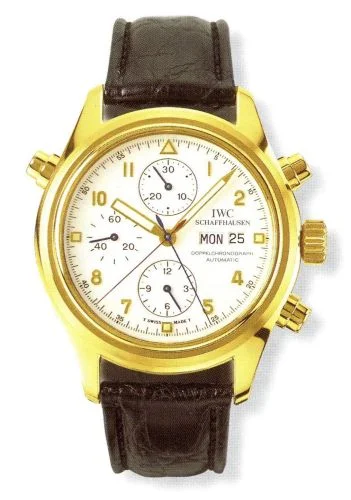IWC - IW3711-10 Pilot's Watch Doppelchronograph Yellow Gold / White / Italian / Strap