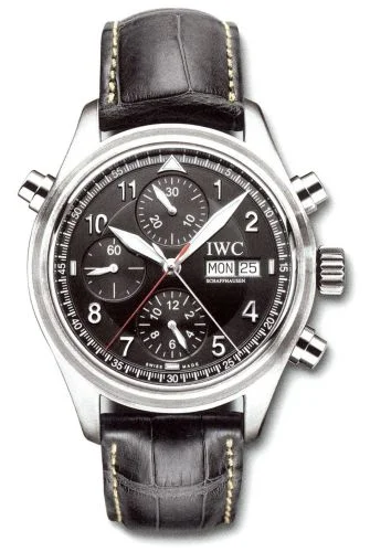 IWC - IW3713-33 Pilot's Watch Spitfire Double Chronograph Stainless Steel / Black / English / Strap