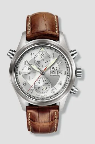IWC - IW3713-41 Pilot's Watch Spitfire Double Chronograph Stainless Steel / Silver / German / Strap