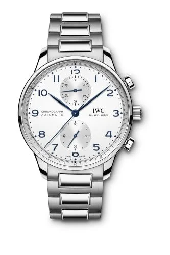 IWC Portugieser Chronograph Stainless Steel / Silver - Blue / Bracelet