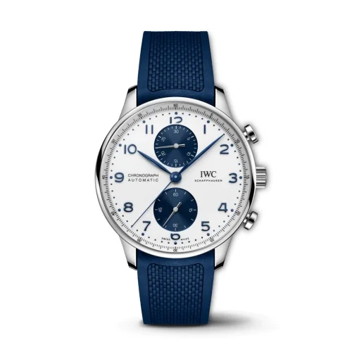 IWC IWC - IW3716-20 Portugieser Chronograph Stainless Steel / Silver - Blue / Rubber
