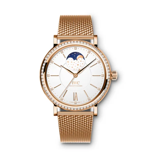 IWC - IW4590-10 Portofino Automatic Moon Phase 37 Red Gold / Diamond / Silver / Bracelet