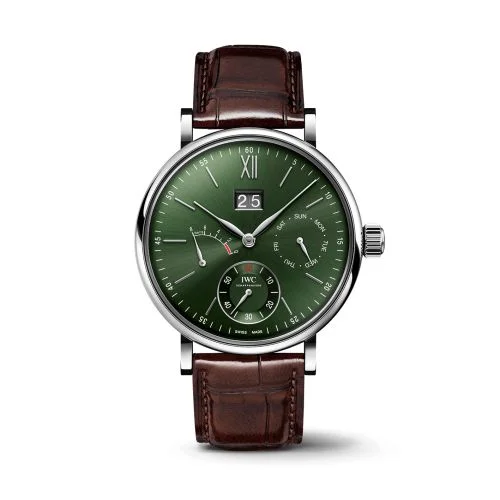 IWC Portofino Hand-Wound Day & Date Stainless Steel / Green