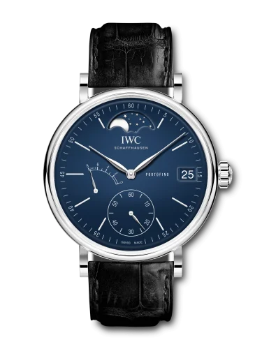 IWC Portofino Hand-Wound Eight Days Moonphase "150 Years" Stainless Steel / Blue