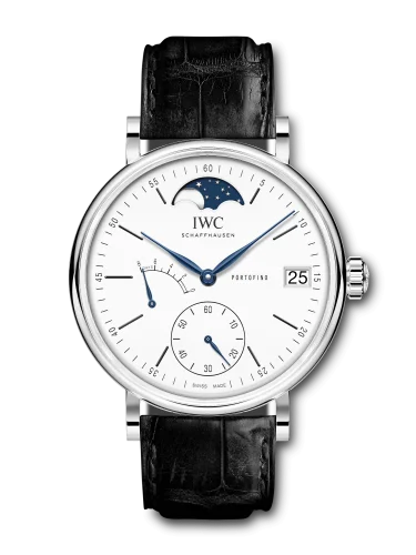 IWC Portofino Hand-Wound Eight Days Moonphase 150 Years Stainless Steel / White