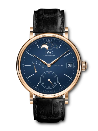 IWC Portofino Hand-Wound Eight Days Moonphase 150 Years Red Gold / Blue