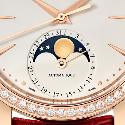 Jaeger-LeCoultre Jaeger-LeCoultre - 1252501 Master Ultra Thin Moon 34 Pink Gold / Diamond / Eggshell / Alligator