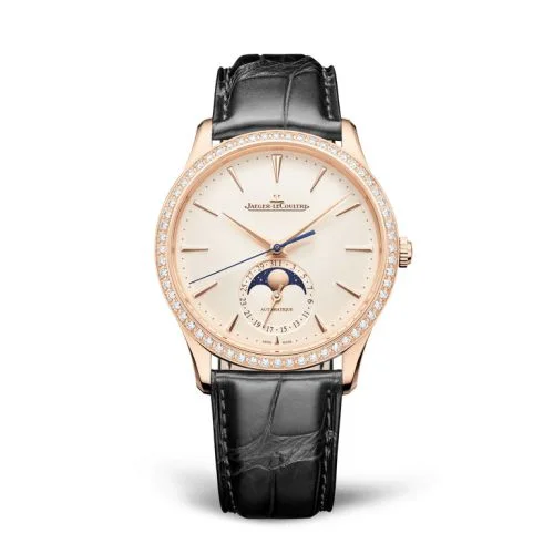 Jaeger-LeCoultre Master Ultra Thin Moon Pink Gold - Diamond / Eggshell / Alligator