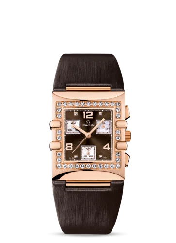 Omega Constellation Quadra Quartz 28 Chronograph Red Gold / Diamond / Brown / Fabric