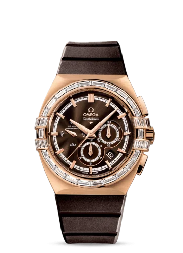 Omega - 121.57.41.50.13.001 Constellation Co-Axial 41 Chronograph Double Eagle Red Gold / Baguette / Brown / Rubber