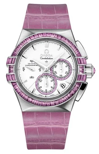 Omega - 121.58.35.50.54.003  Constellation Co-Axial 35 Chronograph Double Eagle White Gold / Silver / Pink Alligator