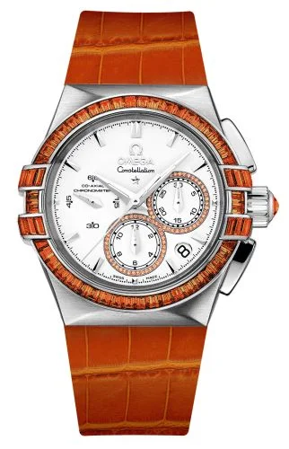 Omega - 121.58.35.50.54.004 Constellation Co-Axial 35 Chronograph Double Eagle White Gold / Silver / Orange Alligator