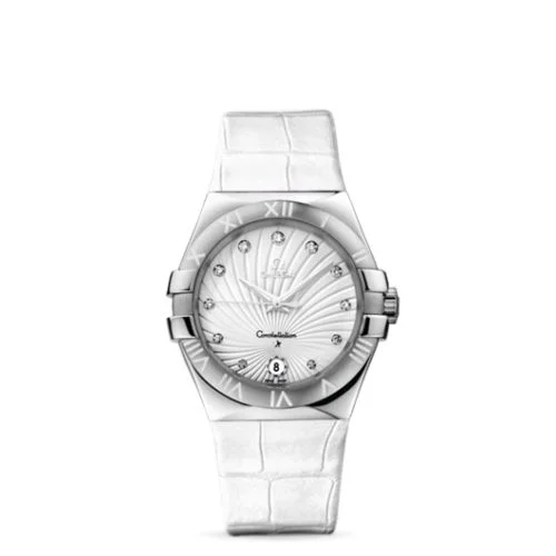 Omega - 123.13.35.60.52.001 Constellation Quartz 35 Stainless Steel / White Supernova / Alligator