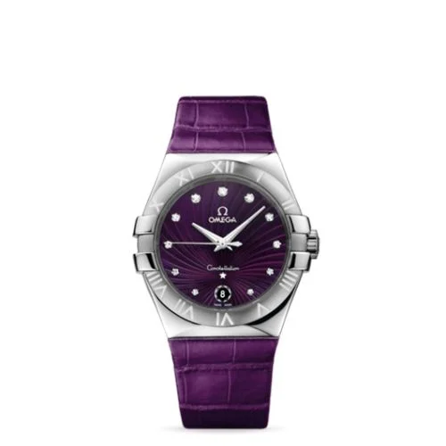 Omega - 123.13.35.60.60.001 Constellation Quartz 35 Stainless Steel / Purple Supernova / Alligator