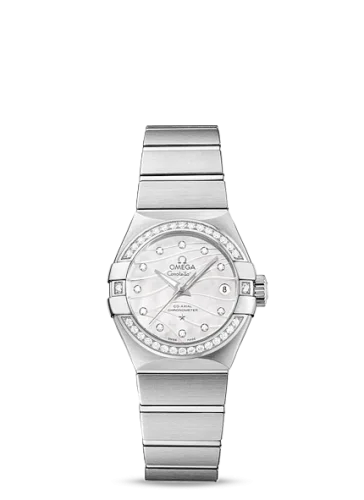 Omega - 123.15.27.20.55.002 Constellation Co-Axial 27 Brushed Stainless Steel / Diamond / Wavy MOP