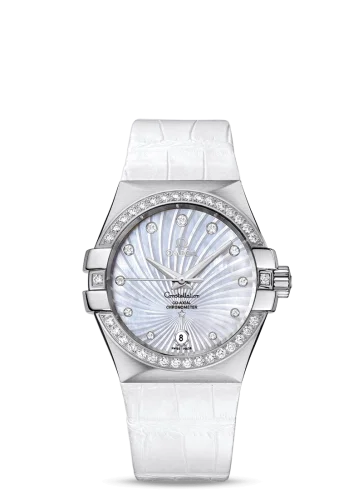 Omega - 123.18.35.20.55.001 Constellation Co-Axial 35 Stainless Steel / Diamond / MOP Supernova / Alligator