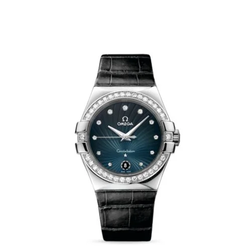 Omega - 123.18.35.60.56.001 Constellation Quartz 35 Stainless Steel / Diamond / Grey Supernova / Alligator